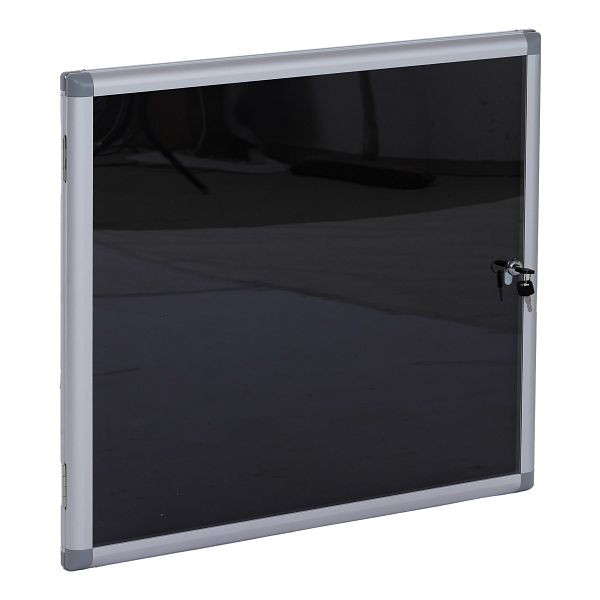 Mendler Schaukasten HWC-Q51, Memoboard Pinnwand mit Filzoberfläche, Aluminium abschließbar inkl. Zubehör 65x68x7cm, schwarz, 122953