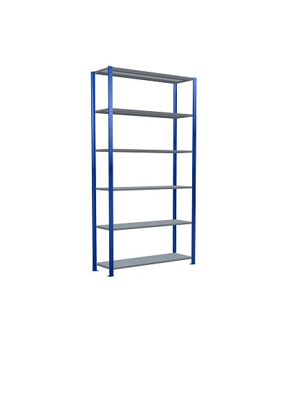 Schulte Grundregal, Steckregal MULTIplus150, 2500 x 1300 x 400 mm, 6 Fachböden, Kreuzstrebe, RAL 5010 enzianblau/verzinkt, 12741-130-B