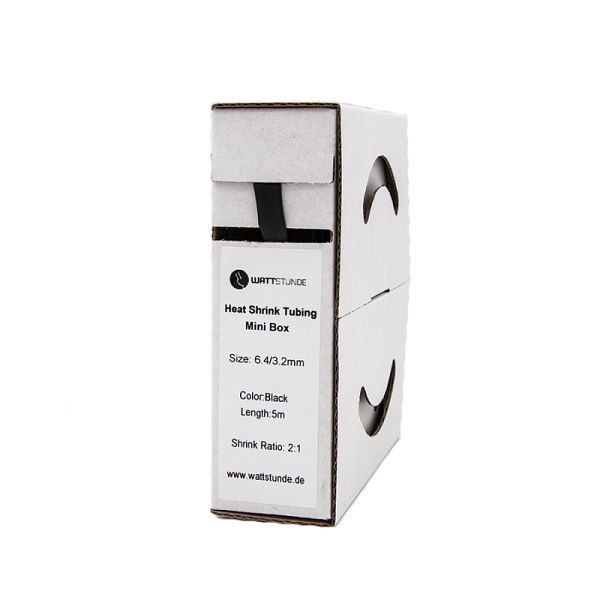 WATTSTUNDE Schrumpfschlauch schwarz 6,4/3,2 mm / 2:1, VE: 5 Meter, 909-XXX1-006