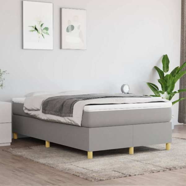 vidaXL Boxspringbett mit Matratze Hellgrau 120x200 cm Stoff, 3144506