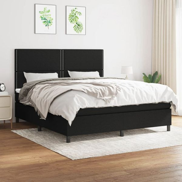 vidaXL Boxspringbett mit Matratze Schwarz 180x200 cm Stoff, 3141715