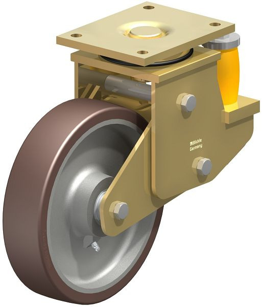 Blickle LSFE-GB 250K Stahlgeschweißte Schwerlast-Lenkrolle mit Polyurethanfeder, Blickle Besthane®, Braun, 755413