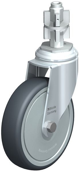 Blickle LKRA-TPA 126K-11-FK-E15 Apparate-Lenkrolle mit Expander, Thermoplastisches Gummi-Elastomer, Grau, 737133