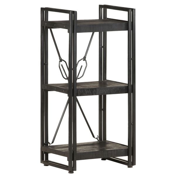 vidaXL Bücherregal 3 Fächer Schwarz 40x30x80 cm Mango Massivholz, 320625