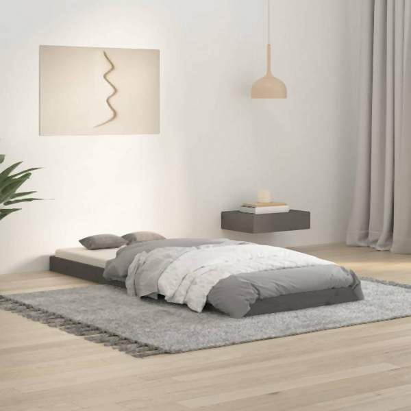 vidaXL Massivholzbett Grau 75x190 cm Kiefer, 823486, 8720845640118