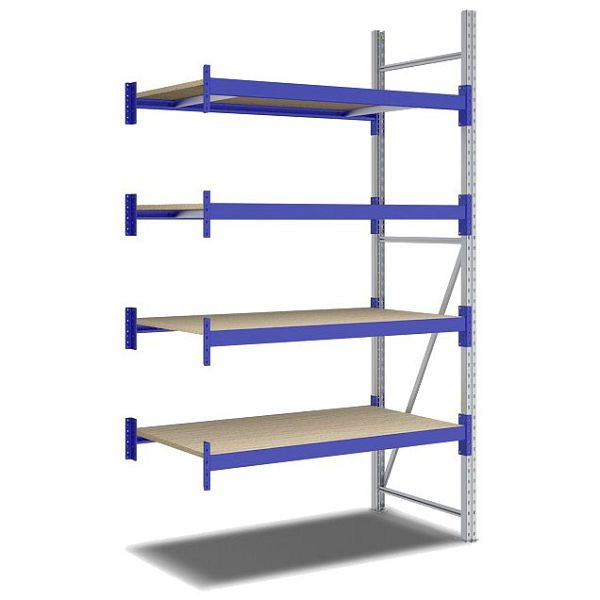 BITO Weitspannregal Set /F2 2500x800x1350 Anbaufeld 4 Ebenen Spanplatte RAL5010 U, C0350-0036