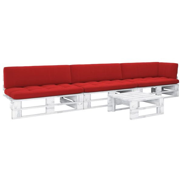 vidaXL 4-teilig Paletten-Lounge-Set Weiß Imprägniertes Kiefernholz, 3066715
