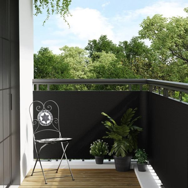 vidaXL Balkon-Sichtschutz Schwarz 1000x100 cm Poly Rattan, 156309