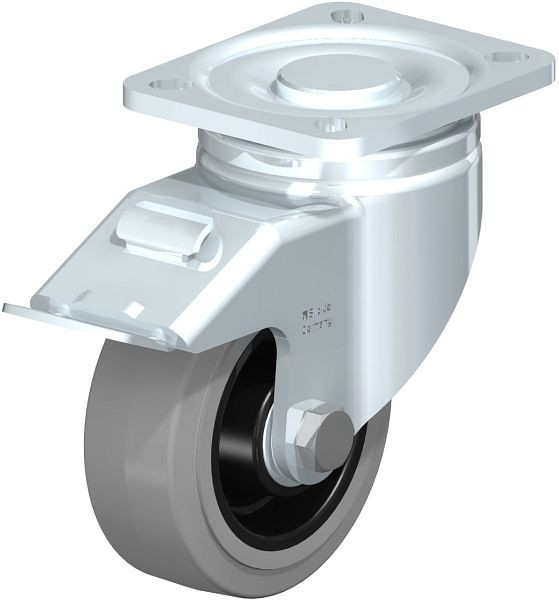 Blickle LH-POEV 100K-1-SB Stahlblech-Lenkrolle, Schwerlast-Ausführung, mit Anschraubplatte, Elastik-Vollgummi, Blau, 432641