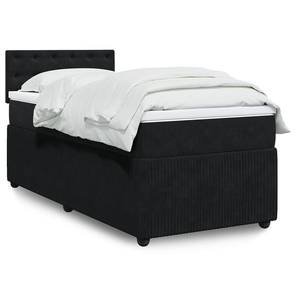vidaXL Boxspringbett mit Matratze Schwarz 80x200 cm Samt, 3289904