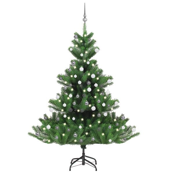 vidaXL Künstlicher Weihnachtsbaum Nordmann LED & Kugeln Grün 180 cm, 3077732