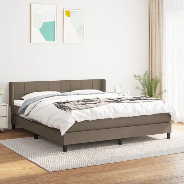 vidaXL Boxspringbett mit Matratze Taupe 180x200 cm Stoff, 3129733