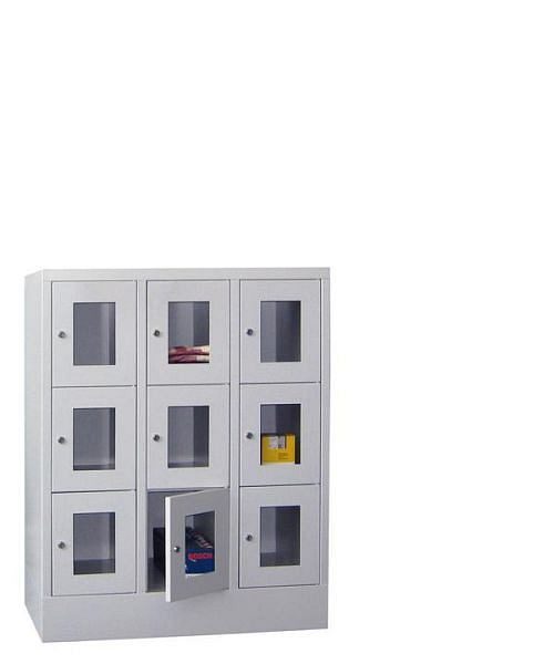 Pavoy Schließfachschrank mit Sockel 1187/500/900, 3b x 3h, Zylinderschloss, Abteilbreite 300, Sichtfenster, 61213-333-091-118300
