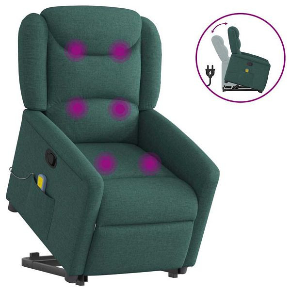 vidaXL Massagesessel mit Aufstehhilfe Dunkelgrün Stoff, 3303210