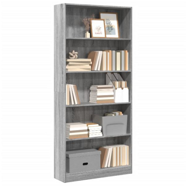 vidaXL Bücherregal Grau Sonoma 80x24x176 cm Holzwerkstoff, 857858