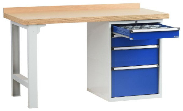 LOKOMA Reihenwerkbank RWB 150/80/1, 1500 Breite, Korpus rubinrot / Front resadagrün, 00.05.8844_3003:6011
