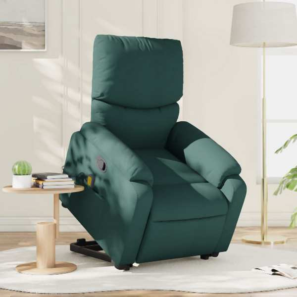 vidaXL Massagesessel mit Aufstehhilfe Dunkelgrün Stoff, 3204842