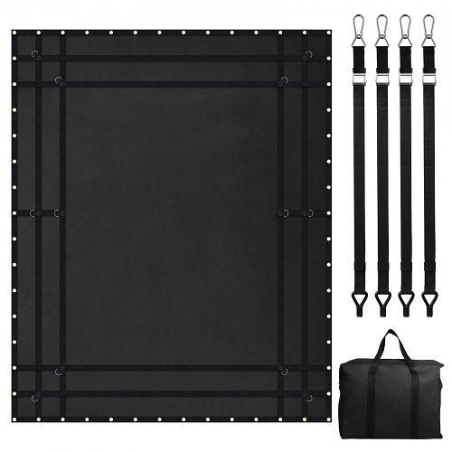 VEVOR Frachtnetz 305 x 267 mm, LKW-Ladeflächennetz, 4 verstellbare Gurte, Karabiner & Haken, für Pickup, Jeep, SUV, Boot (schwarz), HWGDWYMESHYFSTOU0V0