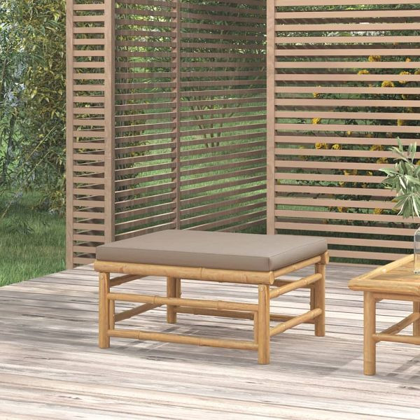 vidaXL Gartenhocker mit Taupe Kissen Bambus, Material: Bambus, naturbelassen, 362288