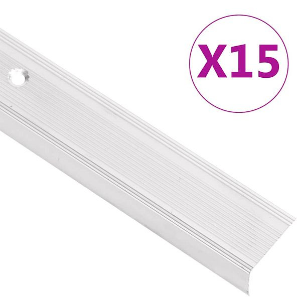 vidaXL Treppenkantenprofile in L-Form, Aluminium 100 cm Silbern, VE: 15 Stück, 146756, 8720286005071