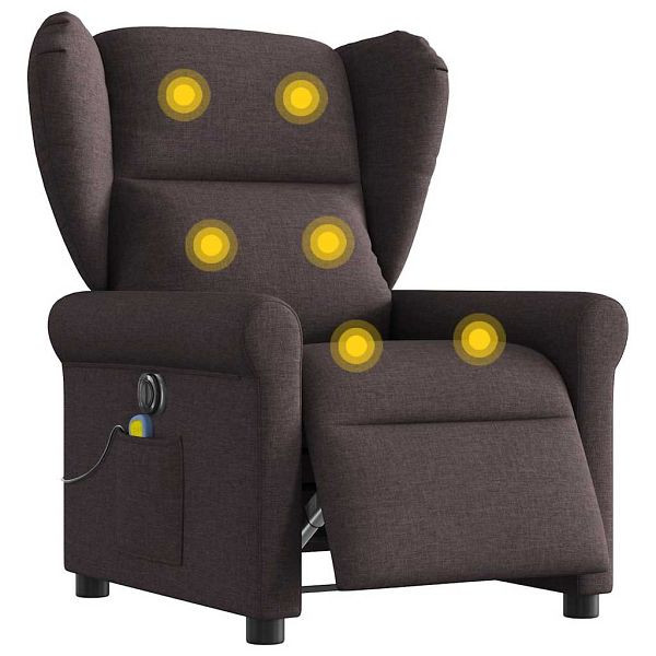 vidaXL Massagesessel Elektrisch Dunkelbraun Stoff, 3303369