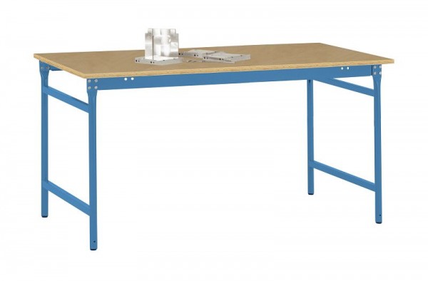 Manuflex Beistelltisch BASIS stationär mit Multiplex-Tischplatte in Lichtblau RAL 5012, BxTxH: 1250 x 600 x 780 mm, Lichtblau, BB3035.5012