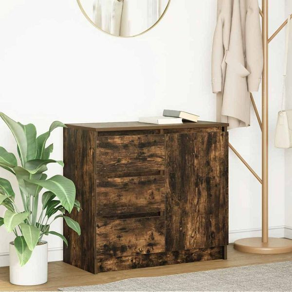 vidaXL Sideboard mit Schublade Räuchereiche 71x35x65 cm Holzwerkstoff, 861575