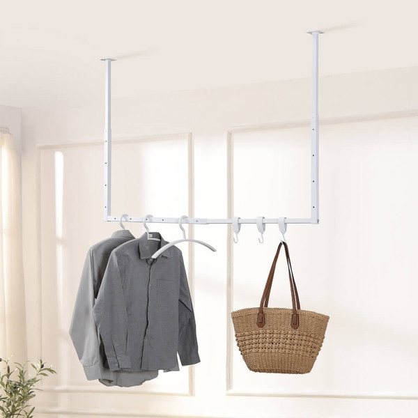 HOME DELUXE Garderobenleiste inklusive Kleiderbügel und S-Haken SWAY Weiß, 60681