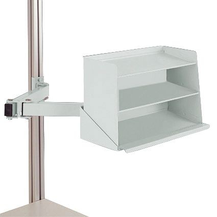 Manuflex Sichtboxen-Regal-Halter-Element für CANTOLAB und ALU mit Doppelgelenk, BxTxH= 435 x 165 x 120 mm, Lichtgrau, ZB8248.7035