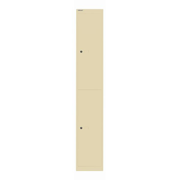 Bisley Garderobenschrank Office, 2 Fächer mit je 1 Kleiderhaken, Tiefe 305 mm, 606 creme, CLK122606