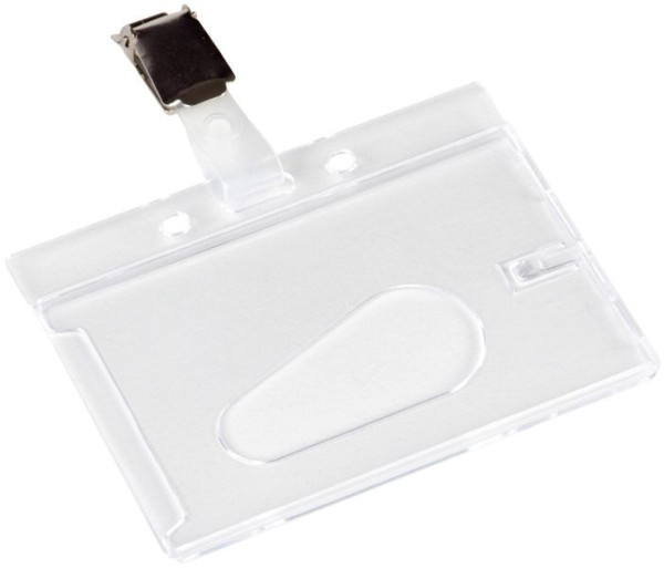 Q-Connect Ausweishülle mit Clip - 85 x 54 mm, Hartplastik, transparent, VE: 10 Stück, KF14148