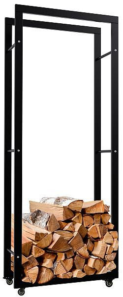 CLP Kaminholzständer Keri mit Rollen 25x60x150 mm, schwarz, 325278