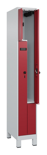 C+P Z-Spind Evolo PLUS, Füße, 2 Fächer, 1950x300x500mm, 7035/3003, Drehriegel, 049013-102 S10009