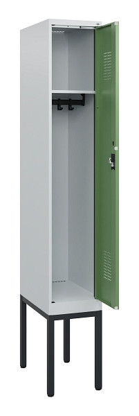 C+P Spind Evolo PLUS, Gestell, 1 Abteil, 1950x300x500mm, 7035/6011, Zylinderschloss, 0490305-10 S10037
