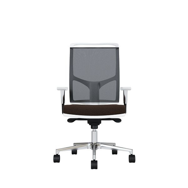 Bisley Bürodrehstuhl Zed, Weißes Kunststoff, Höhenverstellbare Armlehnen, Fußkreuz und Armlehnen aus Aluminium, NE0573 dunkelgrau, ZEDALLWNE0573