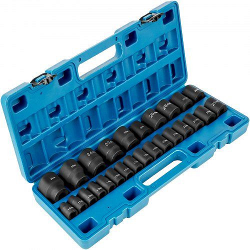 VEVOR Schlagschrauber-Steckschlüsselsatz 1/2 Zoll, 26-teilig, 6-Punkt-Steckschlüsseleinsätze, CR-M0, 1/2 Zoll Satz, 10-36 mm, CJTT12IN26PC00001V0