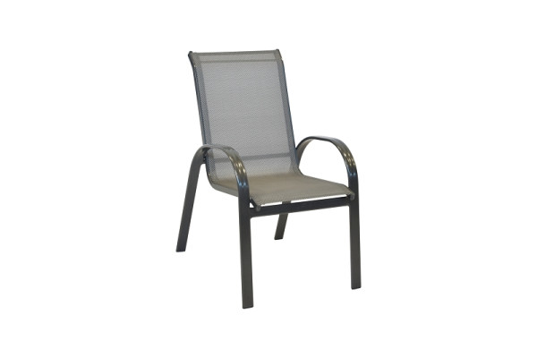 Merxx Amalfi Stapelsessel, 2er Set, Graphit/diamantbraun, Alumiuniumgestell mit Textilbespannung, 50322-330