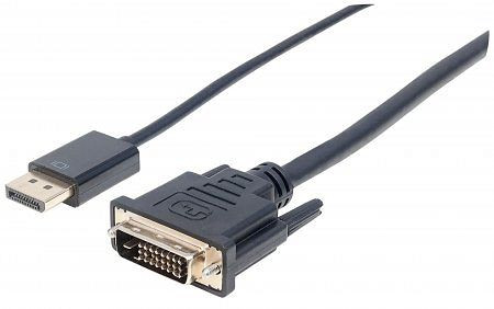 MANHATTAN DisplayPort 1.2a auf DVI-Kabel, DisplayPort 1.2a-Stecker auf DVI-D 24+1-Stecker, 3 m, schwarz, 152136