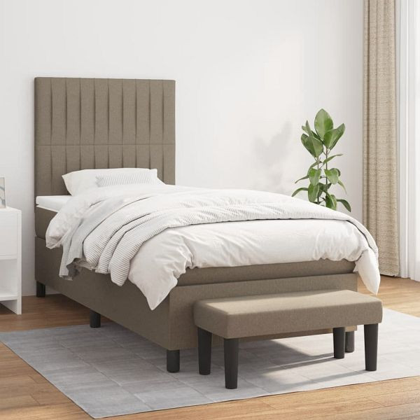 vidaXL Boxspringbett mit Matratze Taupe 80x200 cm Stoff, 3136713