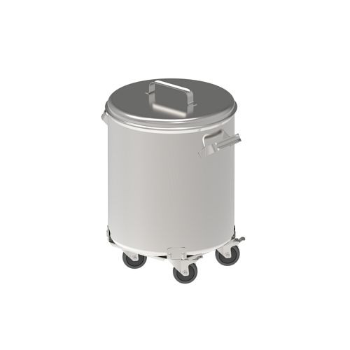 Rieber Mehrzweckeimer CNS mit Schemel rostfrei, Rollen, 88090102
