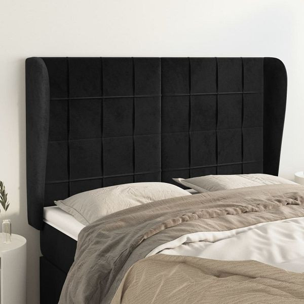 vidaXL Kopfteil mit Ohren Schwarz 147x23x118/128 cm Samt, 3118006