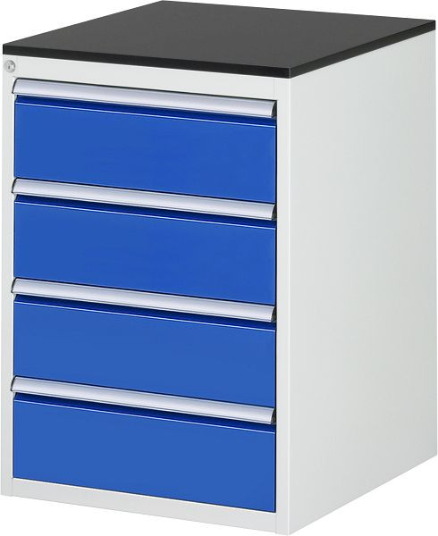RAU Schubladenschrank Serie 7000, B580 x T650 x H820 mm, Arbeitsplatte mit Melaminharzbeschichtung, Schubladen: 2xH150, 2xH210 mm, 13-L5.1A-M.11