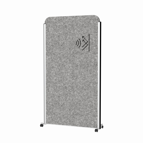 MAUL Stellwandsystem MAULcocoon Akustik 100x180 dunkelgrau, mobile Version, silberner Rahmen, 9701195