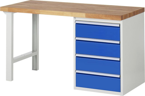 RAU Werkbank Serie 7000 - Baukasten-Bauweise, 2 Meter Breite, Unterbau-Container (4x Schublade), 1500x840x700 mm, 03-7509A1-157B4S.11