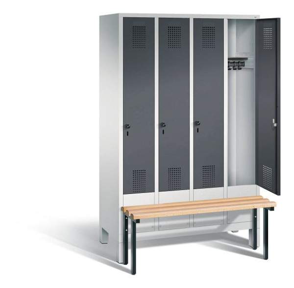 C+P Garderobenschrank Evolo, H1850xB1190xT815mm, Farbe: Lichtgrau / Schwarzgrau, 48030-40 S10089