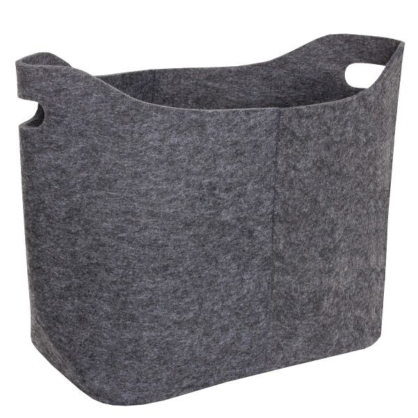 Mendler Filzkorb HWC-C35, Holzkorb Korb Filztasche Aufbewahrungskorb Deko Filzbox, 40l, dunkelgrau, 61244