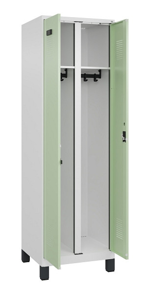 C+P Schwarz-Weiß-Spind Evolo PLUS, mit Füßen, 2 Abteile, 1950x600x500mm, 9016/6, Zylinderschloss, 049012-20 S10046