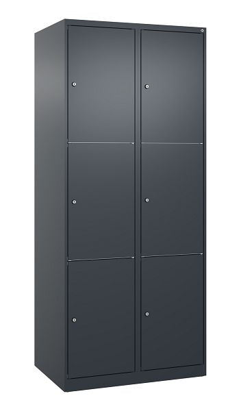 C+P Schließfachschrank Classic PLUS, 2 Abteile mit je 3 Fächern, 1850x800x500mm, 7016/7016, 080000-223 S10010