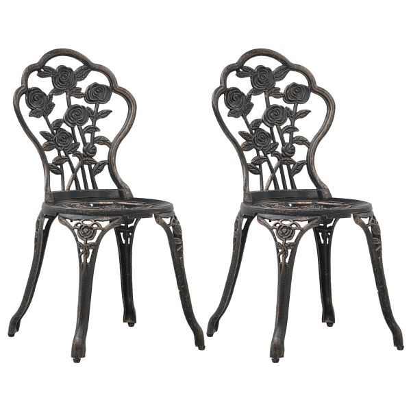 vidaXL Bistro-Stühle 2 Stück Bronze Aluminiumguss, 47862