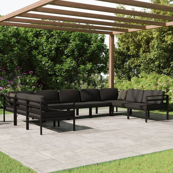 vidaXL 9-teilig Garten-Lounge-Set mit Kissen Aluminium Anthrazit, 3107814